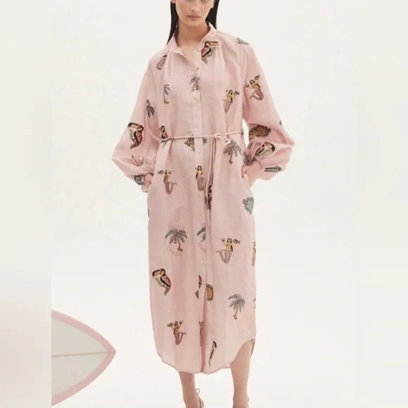 Alemais | Dresses | Linen Vacay Shirt Dress Nwt With Belt Alemais | Poshmark